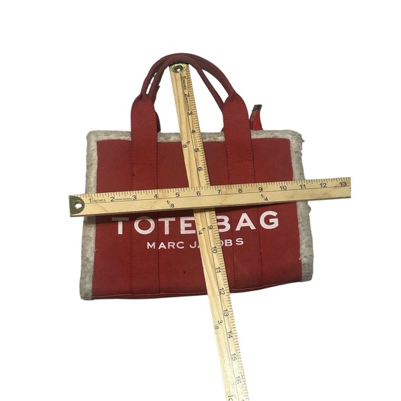 Marc Jacobs The Tote Bag Red Suede Sherpa Trim Small - Picture 13 of 13
